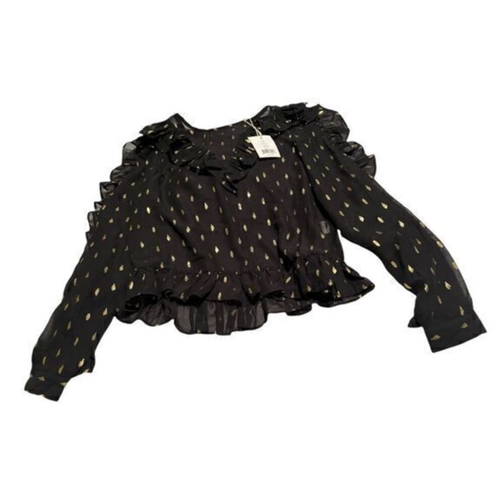 FREE Generation LA NWT Size Small Black & Gold Sheer Blouse